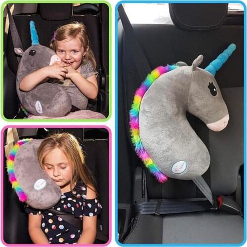 Cute Cartoon Car Seatbelt Shoulder Pad Purple Unicorn Car Seatbelt Cover Pillow Safety Belt Cover for Children Girls Headrest