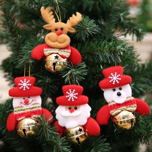 New Creative Christmas Tree Santa Claus Snowman Bell Pendant Kid Toy Gift Garden Christmas Decorative Pendant Accessories