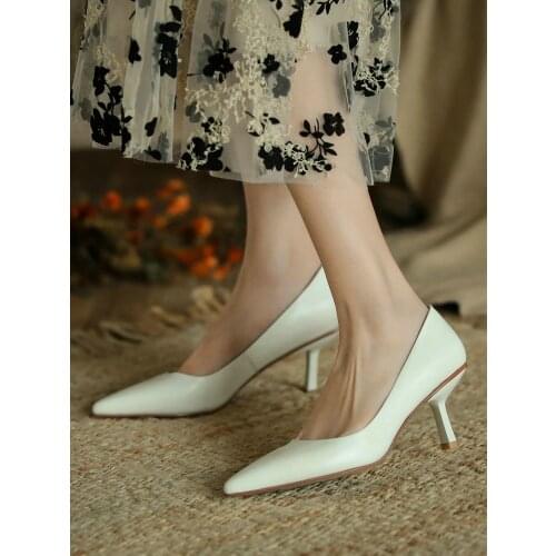 EshtonShero New Womens Shoes Thin High Heels Shoes Classic Genuine Leather Summer Platform Sexy Fashion White Women Pumps