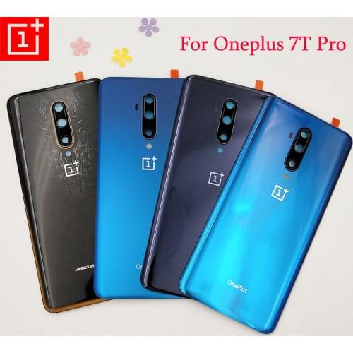 Original OnePlus 7T Pro Back Glass Battery Cover Door Rear Housing Panel Case For One Plus 7Tpro Battery Cover+Camera Lens +Logo