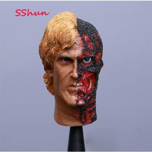 Halloween Gifts 1/6 Scale Male Double sided person harvey dent Head Carving Model Soldier Head Sculpt Hobbies Collections