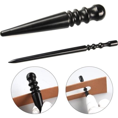 2Pcs High Density Ebony Black Wood Leather Edge Burnisher Slicker Leather Craft Tool Polished Grinding Tool