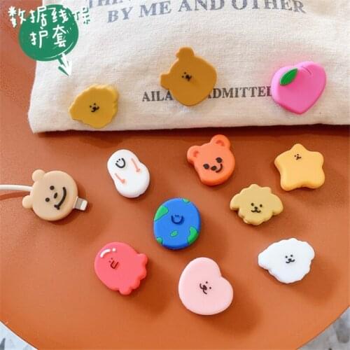 USB Cable Bite Cable Protector Data Line Protective Case Wire Protector Cord Winder Cover Cartoon For iPhone Charging Cable