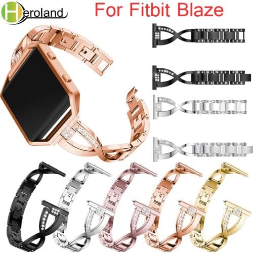 Watch Band For Fitbit Blaze smart replacement watchband Wrist Strap For Fitbit Blaze bracelet With Rhinestone Stainless Steel