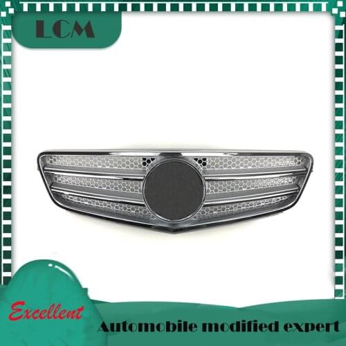 Silver/Chrome Front Bumper Racing Grille For Mercedes For Benz C-class W204 06 07 08 09 10 11 12 13 with Emblem