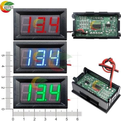 Ziqqucu Mini LED Voltmeter 0.56 inch Digital Display Voltmeter Red, Green and Blue Two Wire Voltmeter Voltage Tester DC 4.5 -30V
