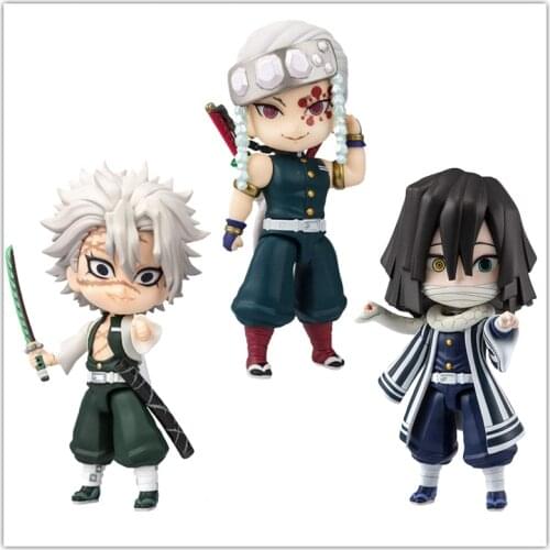In Stock Bandai Anime Figure Demon Slayer Figuarts Mini Uzui Tengen Shinazugawa Sanemi Iguro Obanai Action Figure Doll Kids Toys