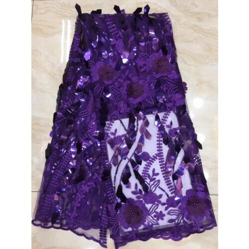 High Quality Purple Lace Fabric 3D Applique Lace African Fabric Latest Shirt Tulle Lace Fabric FJ32801