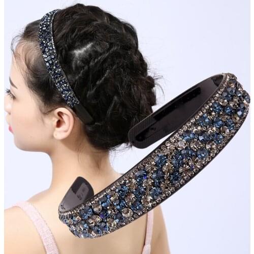 High end bling bling black AS brand Austria rhinestone accessories clips hairbands hoop for women girls