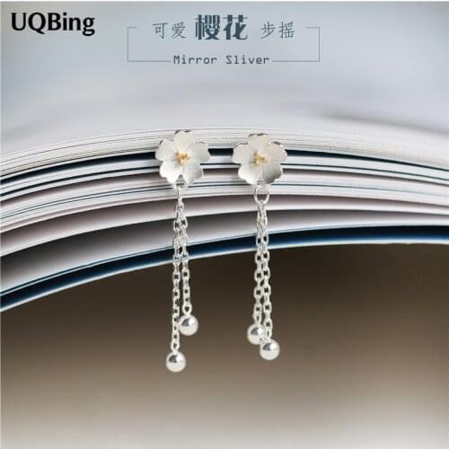 New Arrivals 925 Sterling Silver Stud Earrings Cherry Blossoms Stud Earrings For Women Jewelry Free Shipping Brincos