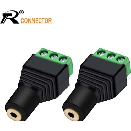 10PCS 3.5mm 3 pin Terminal Block Converter Adapter Audio Video Balun stereo female jack to AV Screw female Plug