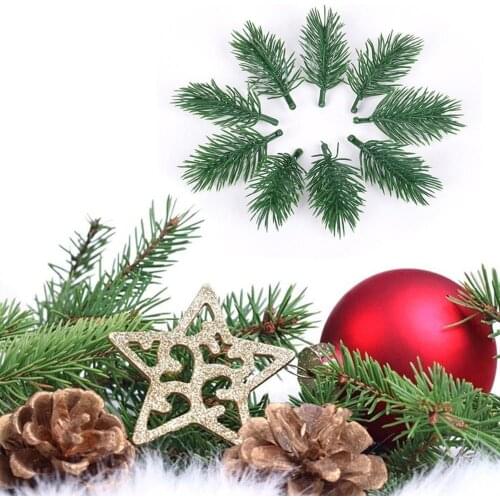 10PCS Pine Needle Artificial Fake Plant Artificial Flower Branch For Christmas Tree Decoration Accessories DIY bouquet Gift Box