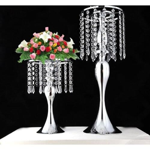 10PCS Wedding/Table Centerpieces Flower/Floor Vases Metal Road Lead Silver Flower Stand/Pot/Rack for Wedding/Party Decoration 05