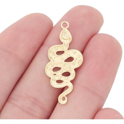 10 x Gold Tone Long Snake Serpent Connector Charms Pendants for Necklace DIY Jewelry Making Accessories 35x14mm