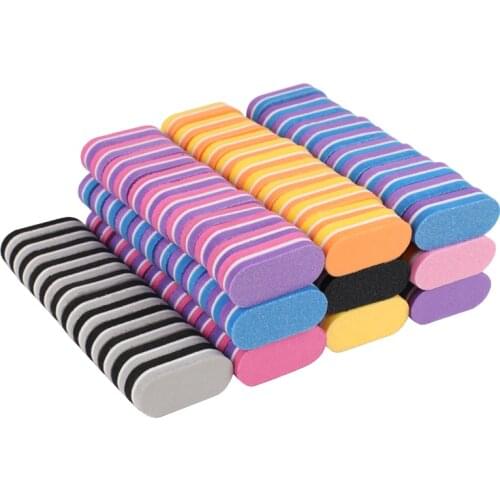 200Pcs/Lot Mini Nail File 100/180 Mix Colorful Sponge Buffer Professional Nail File Grinding Nail Care Manicure File Tools