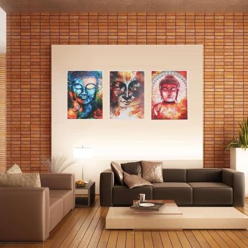 3 Panels Buddha Statue Meditation Art Painting Print Canvas Paintings Pictures Murals Craft Home Room Wall Decoration Unframed