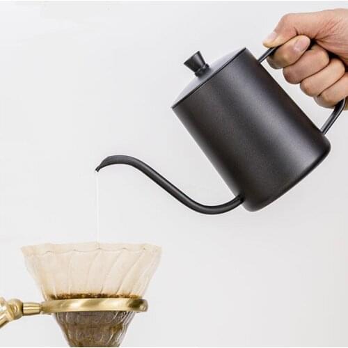 304 stainless steel hand brewing teflon mini lug coffee pot drip filter long mouth with lid