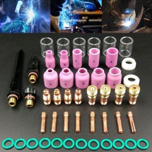 49PCS Welding Torch Stubby Gas Lens For WP-17/18/26 TIG 10 Pyrex Glass Cup Kit Durable Practical Welding Accessories Easy Use