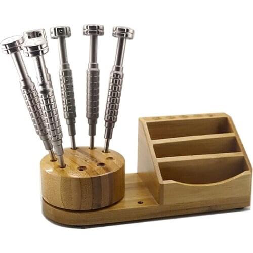 AMAO Wooden Rotating Magnetic Screwdriver M62 360° Rotating Screwdriver Tweezer Organizing Holder Mobile Phone Maintenance Tool