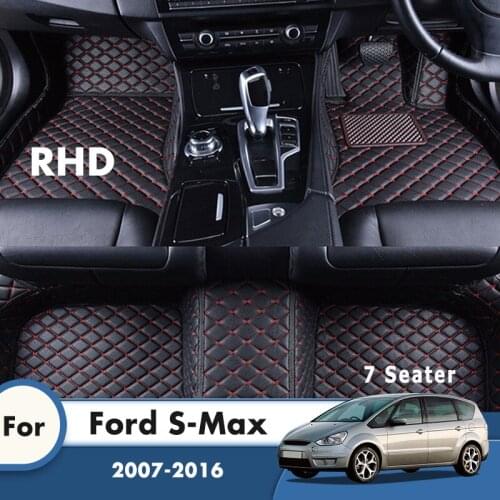 RHD Custom Car Floor Mats For Ford S-Max 2016 2015 2014 2013 2012 2011 2010 2009 2008 2007 7 Seater Carpets Car Styling Cover