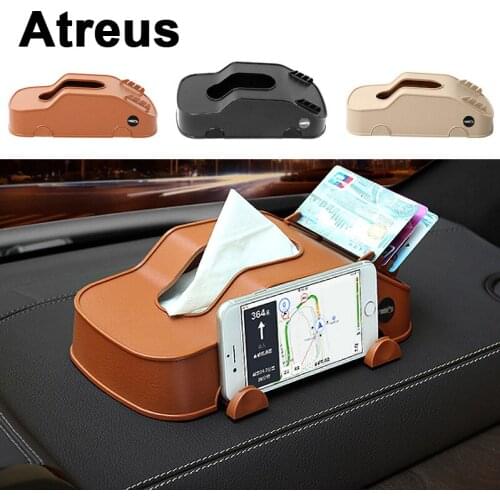 Atreus Car Tissue Box Phone Cards Holder Storage For Mitsubishi ASX Suzuki Subaru Acura Jeep Renegade Fiat 500 Hyundai Solaris