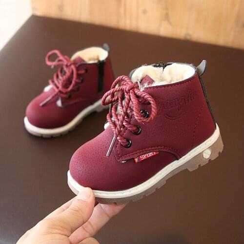 New Kids Shoes Boots For Kids Size 21-30 Martin Boots For Girl PU Leather Waterproof Winter Kids Snow Shoes Girls Boots