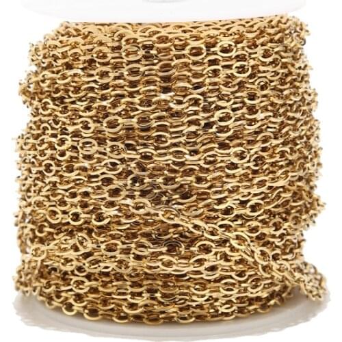 2 Meters Stainless Steel Gold Link Chain Necklace Bulk Cable 5*7mm Width Chain for Jewelry Making Findings DIY Supplies