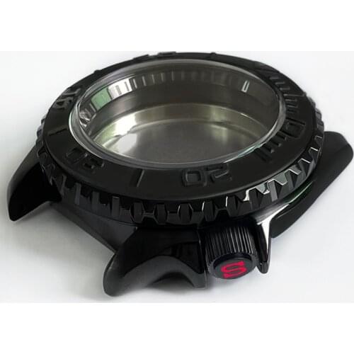 Stainelss Steel Black Watch Case 42mmFor SEIKO SKX007 SRPD Mineral/Sapphire Glass Ceramic Bezel NH35A 36A Movement Watch part