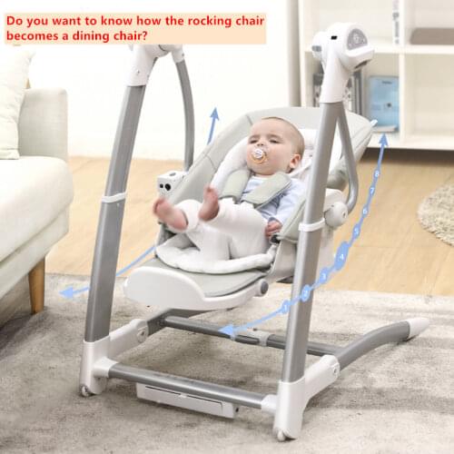 Baby Dining Chair Childrens Multifunctional Foldable Seat Dining Table and Chair Coax Sleeping Crib Electric Rocking Chair 2in1
