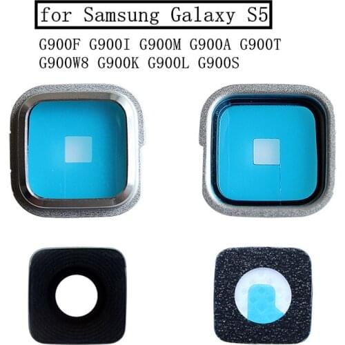 For Samsung Galaxy S5 G900F G900 i9600 Rear Back Camera Glass Lens Cover with Frame Holder Replacement Repair Spare Parts