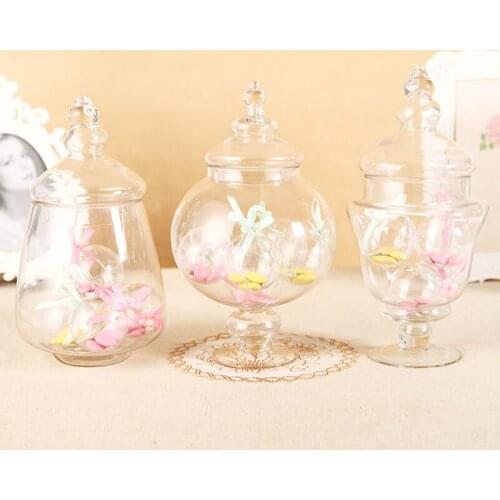 European Glass Storage Jar Transparent Shell Display Jars Creativity Wedding Center Desktop Candy Organizer Home Decoration