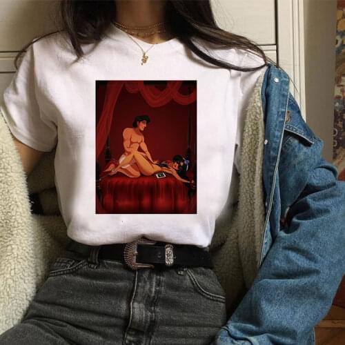 New Women T-shirt Aladdin Jasmin Romantic Night Funny Top Female T Shirts Girl Fitness Summer O-Neck Casual Ladies Short Clothes
