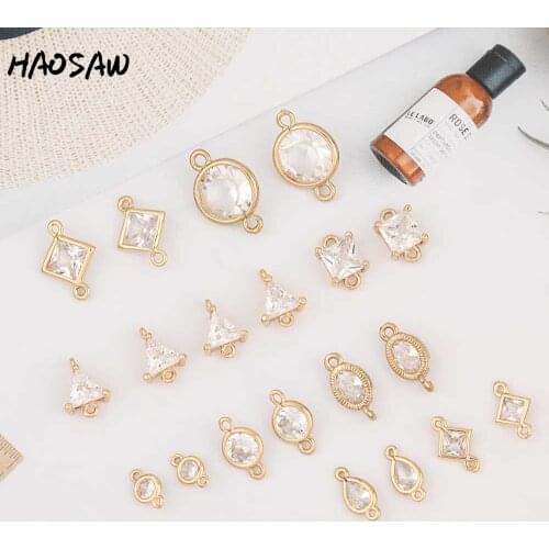 HAOSAW Choose 6Pcs/Lot Claasical Design/Clear Crystal Charms/Connections/DIY Making/ Accessories/Hand Made/Earring Findings