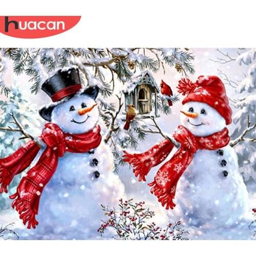 HUACAN 5d Diamond Painting Full Square Snowman Diamond Embroidery Mosaic Diamond Art Cross Stitch Christmas
