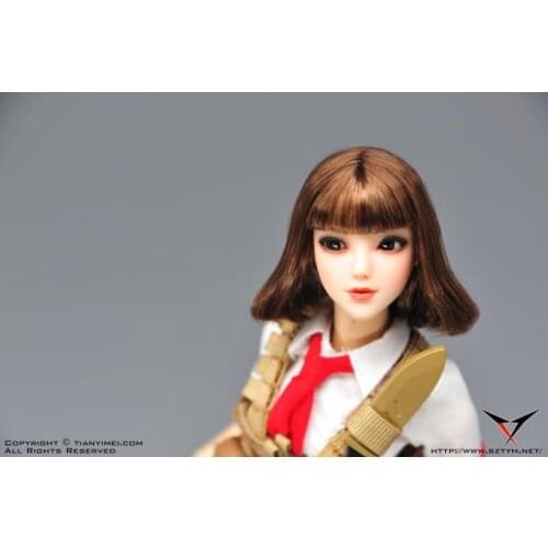 Custom Headsculpt 1/6 Scale The Red Scarf Movable Eye Female Head Sculpt for PH OB BJD Doll DIY Toys