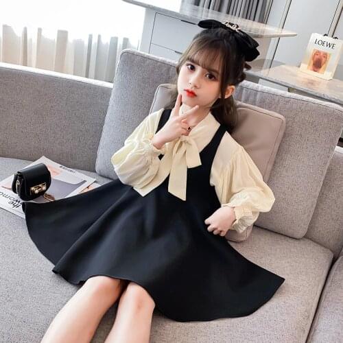 Teenage Girls Clothing Set Autumn Girls Tracksuit Bow-knot T Shirt Suspender Skirt Girls Clothes Children Costume 6 8 10 12 Year