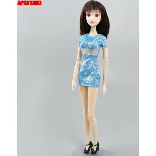 Blue Short Dress For Barbie Doll Clothes Casual Wear Dress For Barbie Outfits 1/6 Dolls Accessories Kids & Baby Toys