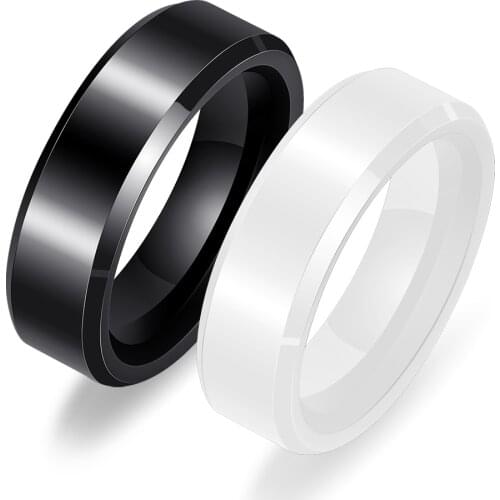 Fashion wide 6 mm black white Rings Space ceramic jewelry ring Wholesale simple tail ring of men and women party accessories