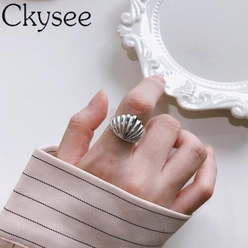 New Design Ckysee 925 Sterling Silver Rings Shell Shape Ring Opened Adjustable Rings For Fashion Woman Original Fine Jewelry