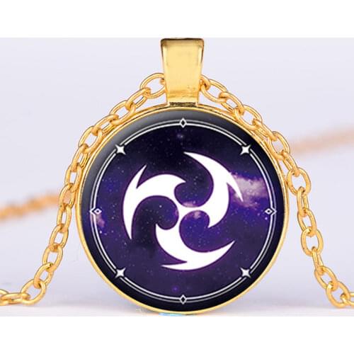 New Anime Genshin Impact Eye Pendant Necklace Disc Round Eye of Necklace Chain Glass Dome For Women Jewelry Gift Accessories