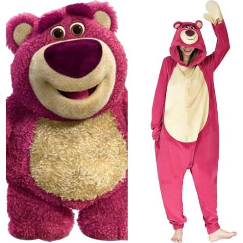 Toy Lotso Story Strawberry Bear Cosplay Onesies Pajama Men Women Sleepwear Pyjamas Christmas Halloween Costume New Years Gift