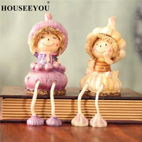 2PCS/Set Country Style Fruit and Vegetables Wall Hanging Foot Doll Resin Crafts Hanging Leg Elf Doll Figurines Home Decoration