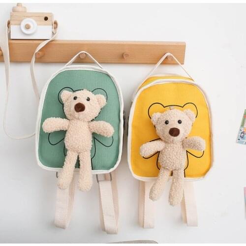 Boys Girls Kindergarten Backpack Bag Cartoon Bear Princess Coin Purse Handbags Wallet Cute Childrens Canvas Small Shoulder Bags