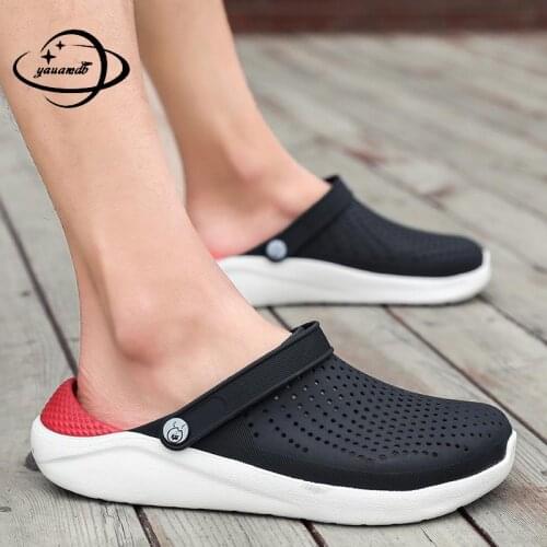 39-44 Mens Mules & Clogs Summer Croc Sandals Mixed Colors Slip-On Soft Bottom Breathable Beach Slippers Male Garden Shoes Hy40