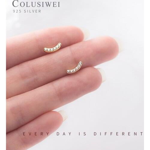 Colusiwei Genuine 925 Sterling Silver Luminous Zircon Simple Swing Stud Earring for Women Geometric Ear Pin Fine Jewelry Bijoux