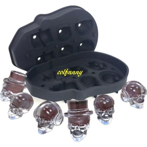 20pcs/lot 6 ice lattice Skull Head Ice Mold Ice Cream Makers Silicone Ice Cubes Drinks Whiskey Beer Bar Chillers Coolers