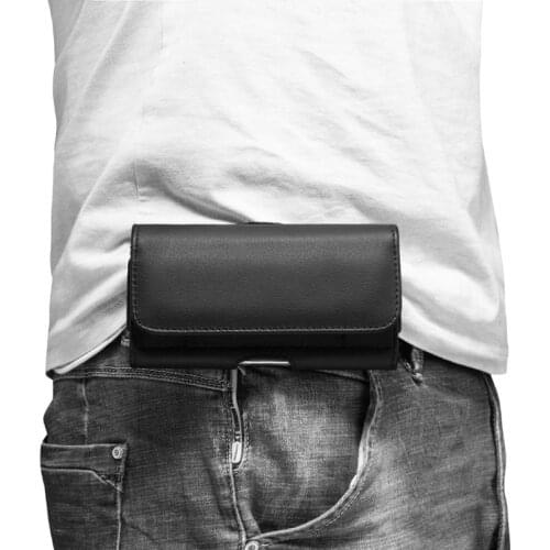 PU Leather Horizontal Waist Belt Clip Pouch Phone Bag For Men 20CA