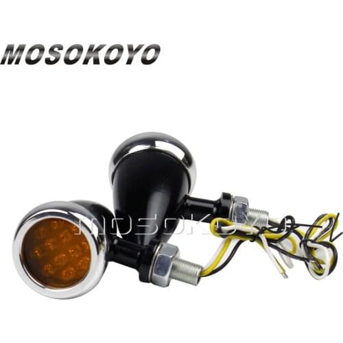 LED 10mm Vintage Turn Signal Light CNC Aluminum 12pcs LED Indicator Flasher for Harley Sportster Touring Dyna Cafe Racer Chopper