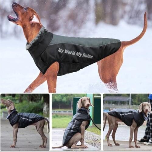 Warm Medium Big Dog Down Jacket with Fur Collar Winter Pet Clothes for Large Dogs Golden Resistant Labrado Coats ropa de perro