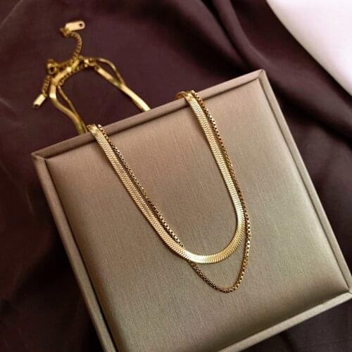 Titanium steel New fashion jewelry 2 layer choker snake necklace Multilayer Chain nice gift for women girl